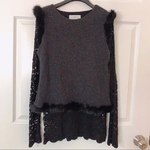 Korea Bought Faux Fur Lace Longline Top